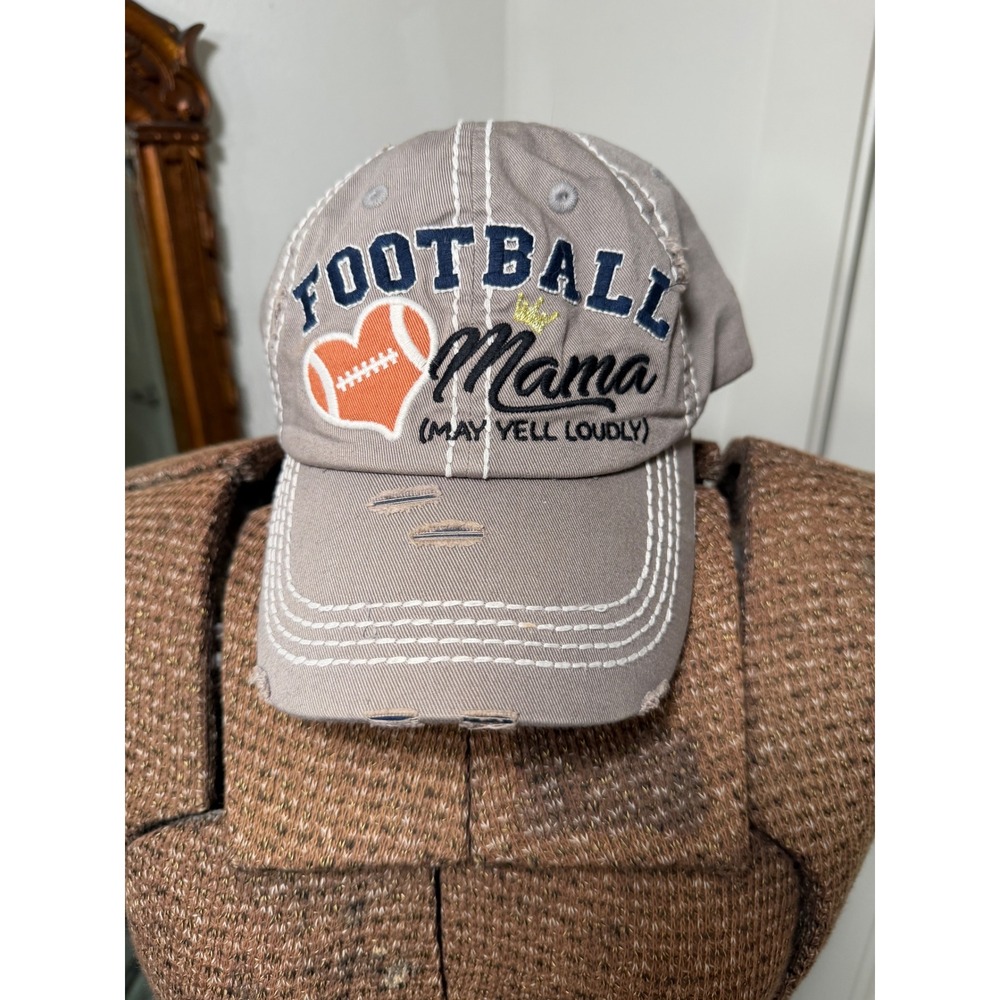 KBETHOS Vintage Football Mama Distressed Baseball Cap Gray Adjustable Hat